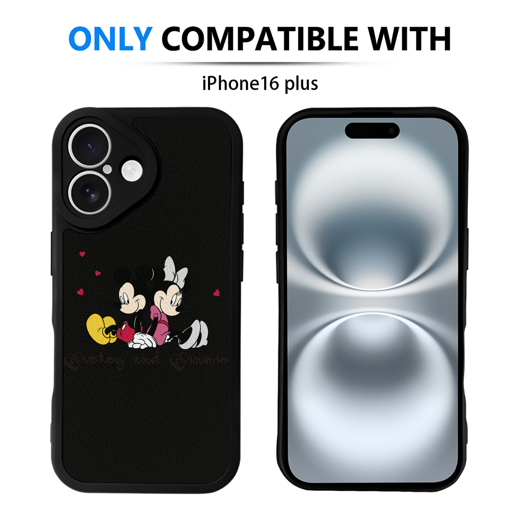 （画像用） ミッキーマウス Mickey Mouse 【iPhone 16シリーズ対応】シリコンスマホケース（レザー調） 材質：シリコン